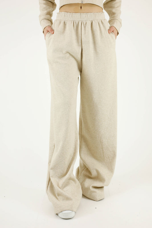 Premium cotton fleece oversized wide leg open bottom sweatpants without pleats