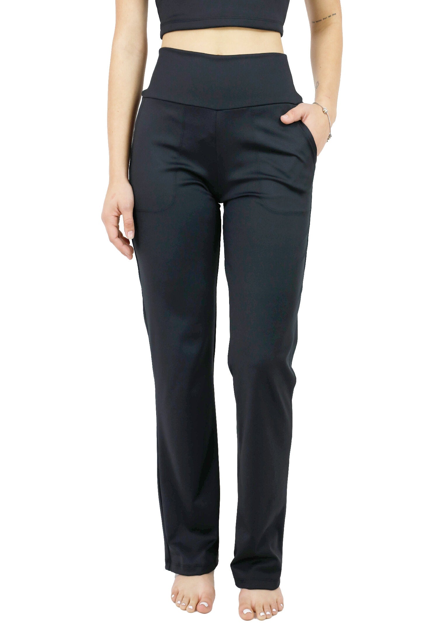 Premium comfort cotton front-split flare high-rise leggings