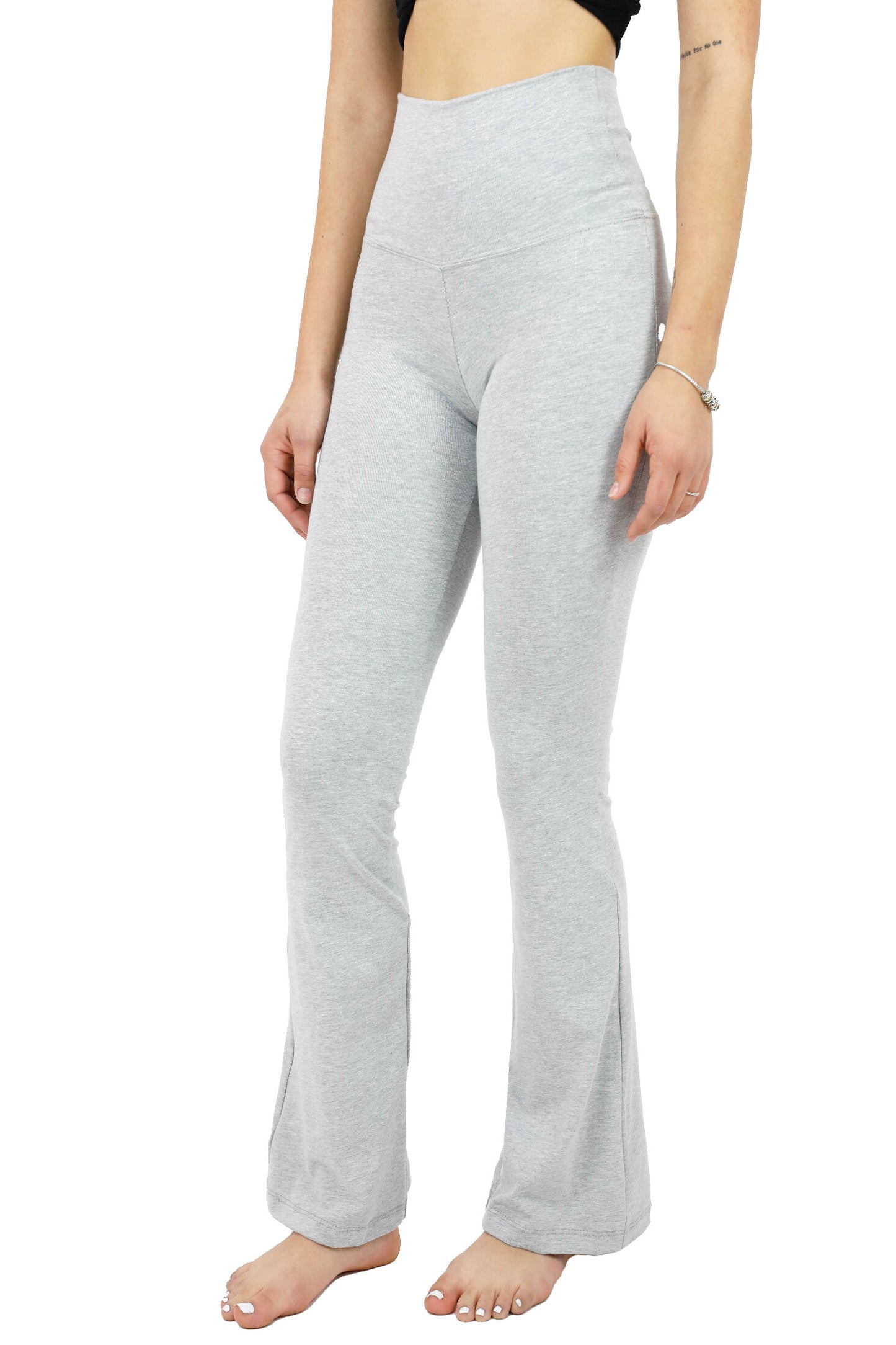 Premium comfort cotton front-split flare high-rise leggings
